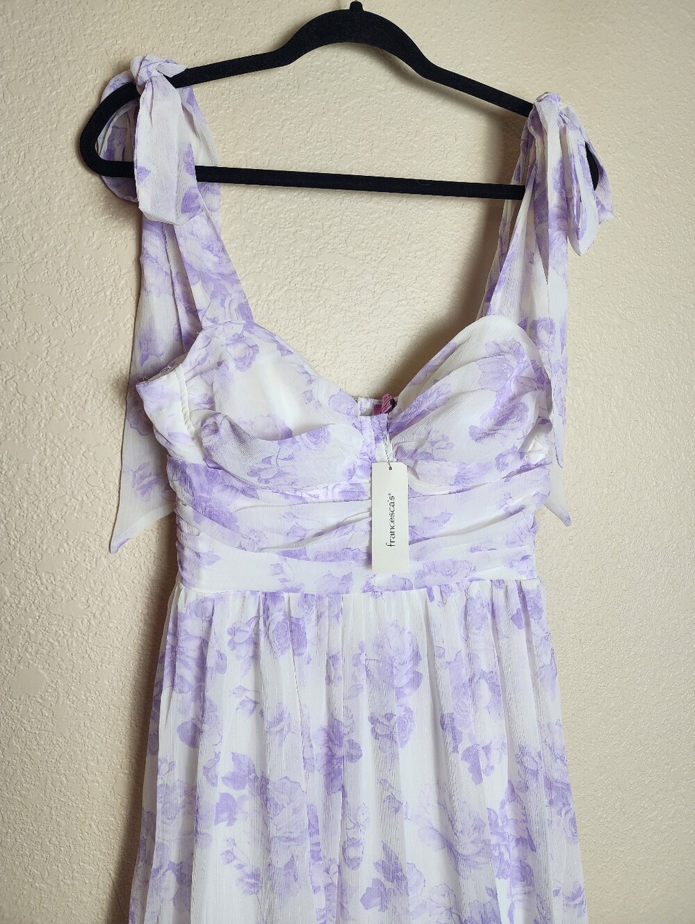 Francesca's Lavender Floral Tie Strap Maxi Dress NWT Medium Cottagecore - Picture 6 of 12